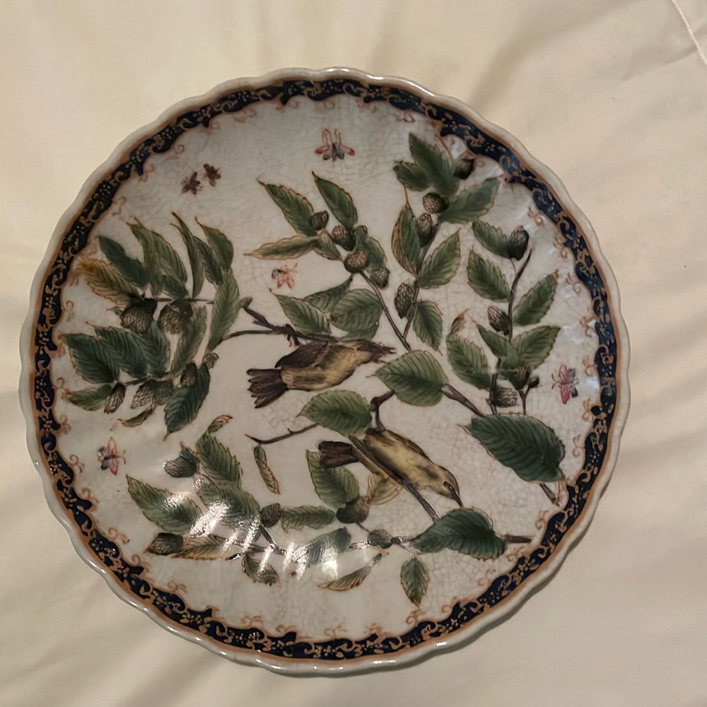 Japanese Kutani porcelain birds plate